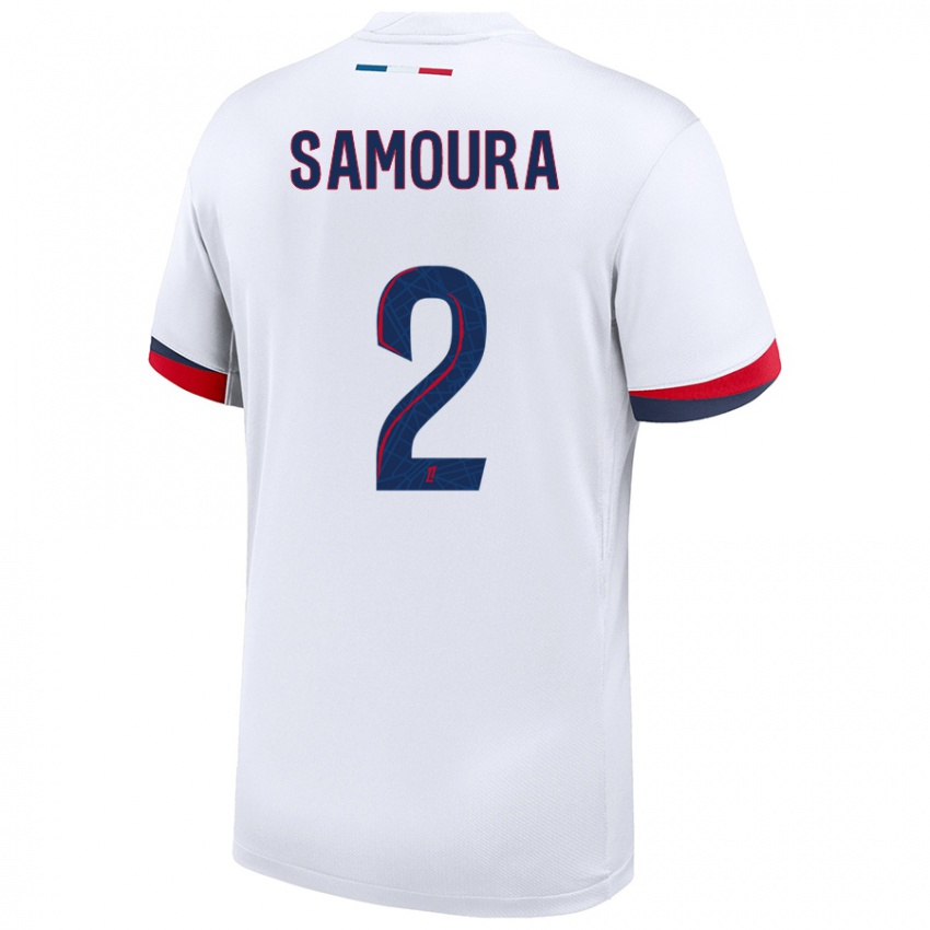 Hombre Camiseta Thiniba Samoura #2 Blanco Azul Rojo 2ª Equipación 2024/25 La Camisa Chile