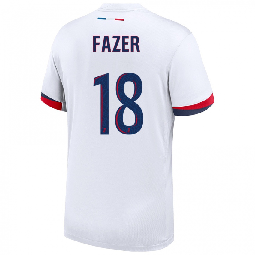 Hombre Camiseta Laurina Fazer #18 Blanco Azul Rojo 2ª Equipación 2024/25 La Camisa Chile