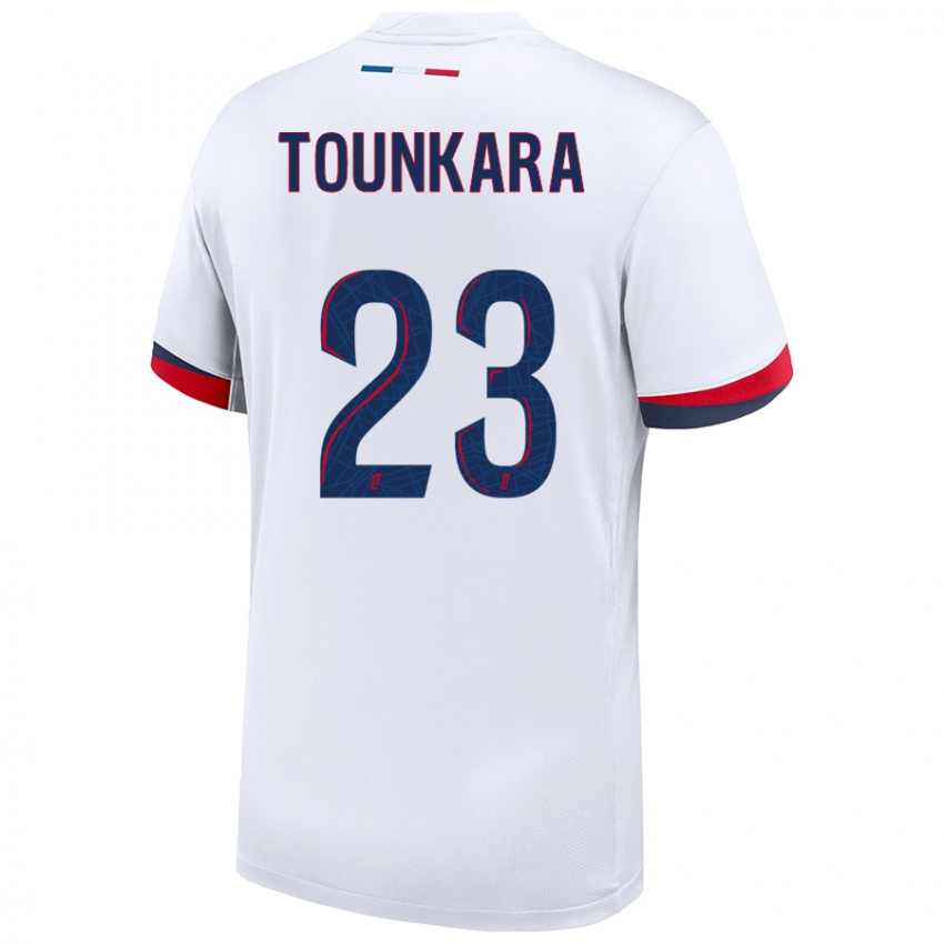 Hombre Camiseta Aïssatou Tounkara #23 Blanco Azul Rojo 2ª Equipación 2024/25 La Camisa Chile