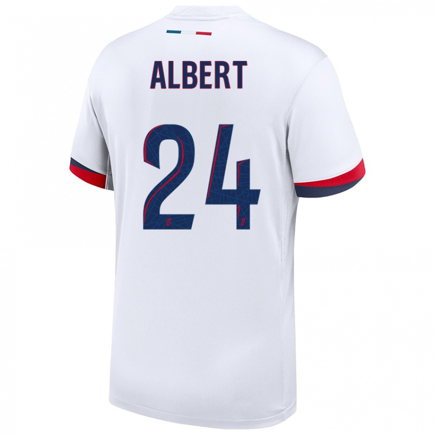 Hombre Camiseta Korbin Albert #24 Blanco Azul Rojo 2ª Equipación 2024/25 La Camisa Chile