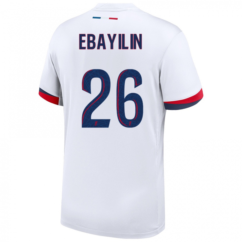 Hombre Camiseta Anaïs Ebayilin #26 Blanco Azul Rojo 2ª Equipación 2024/25 La Camisa Chile