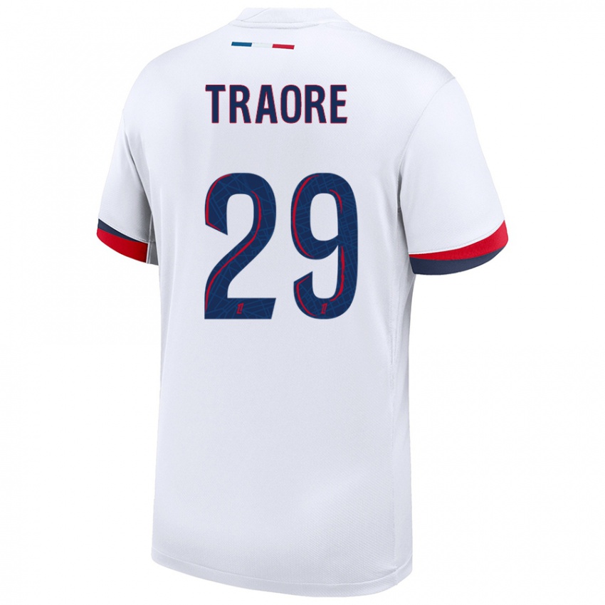 Hombre Camiseta Manssita Traoré #29 Blanco Azul Rojo 2ª Equipación 2024/25 La Camisa Chile