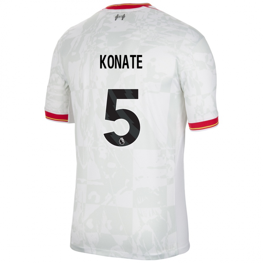 Hombre Camiseta Ibrahima Konate #5 Blanco Rojo Negro Equipación Tercera 2024/25 La Camisa Chile