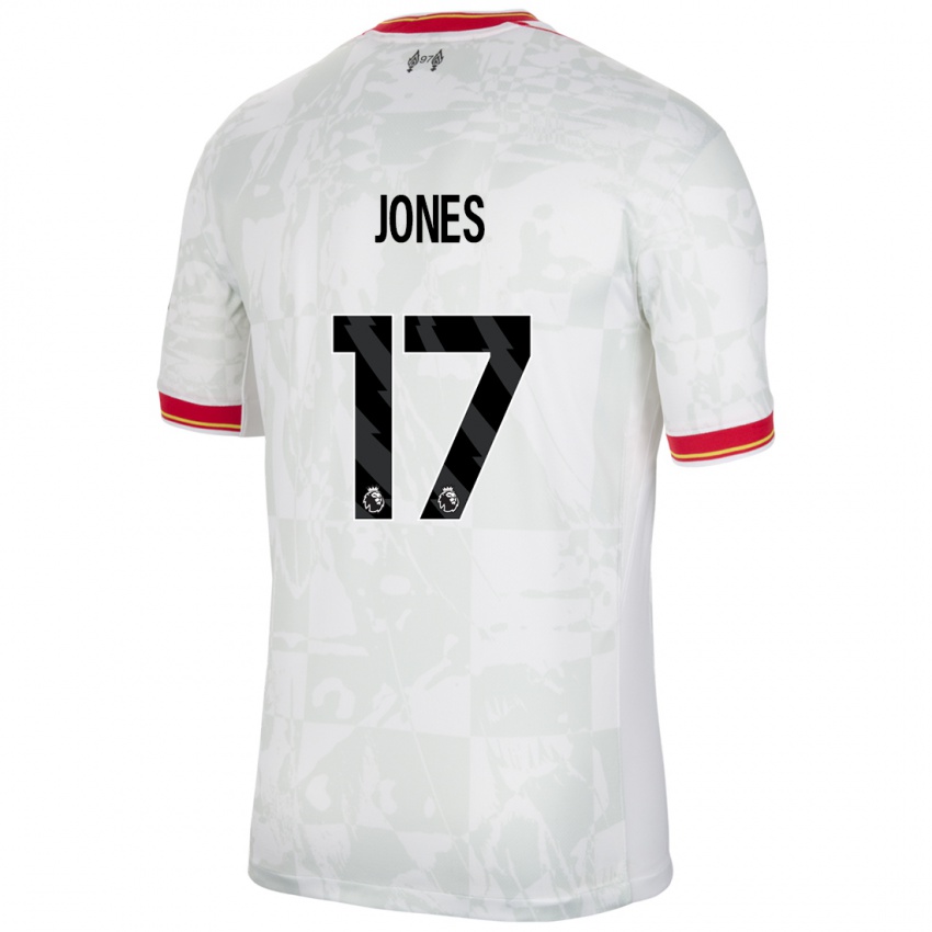 Hombre Camiseta Curtis Jones #17 Blanco Rojo Negro Equipación Tercera 2024/25 La Camisa Chile