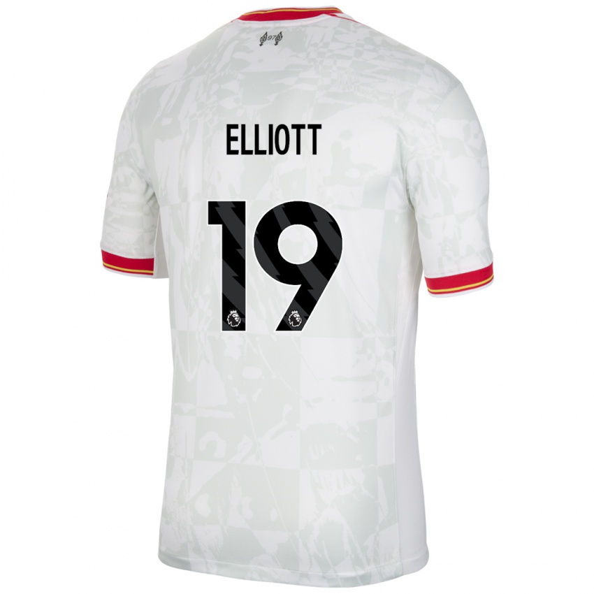 Hombre Camiseta Harvey Elliott #19 Blanco Rojo Negro Equipación Tercera 2024/25 La Camisa Chile