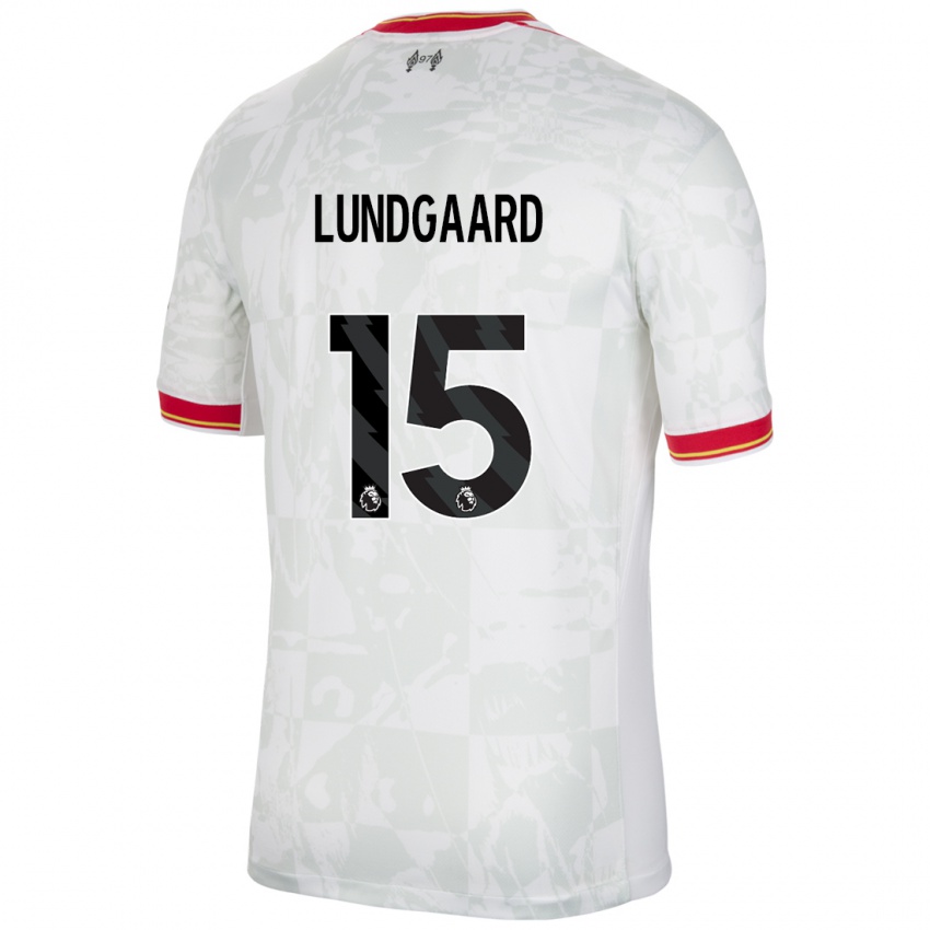 Hombre Camiseta Sofie Lundgaard #15 Blanco Rojo Negro Equipación Tercera 2024/25 La Camisa Chile