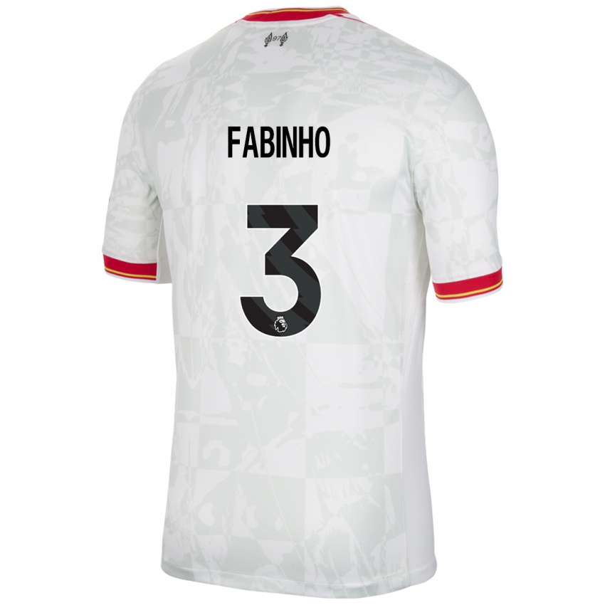 Hombre Camiseta Fabinho #3 Blanco Rojo Negro Equipación Tercera 2024/25 La Camisa Chile