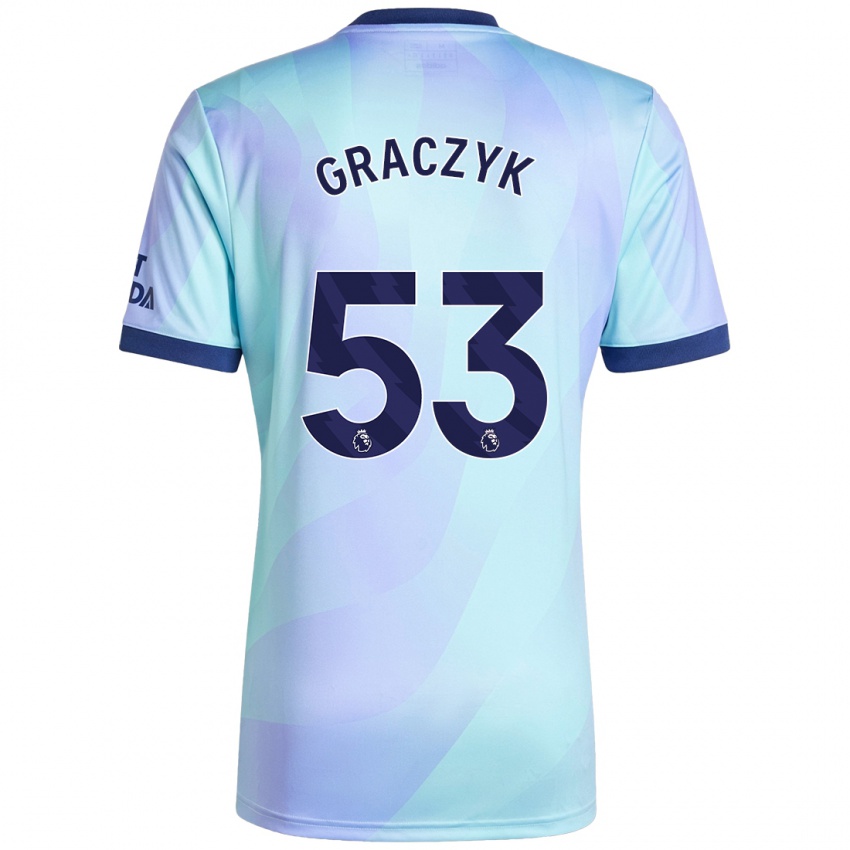 Hombre Camiseta Hubert Graczyk #53 Agua Equipación Tercera 2024/25 La Camisa Chile