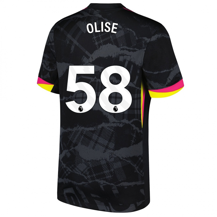 Hombre Camiseta Richard Olise #58 Negro Rosa Equipación Tercera 2024/25 La Camisa Chile