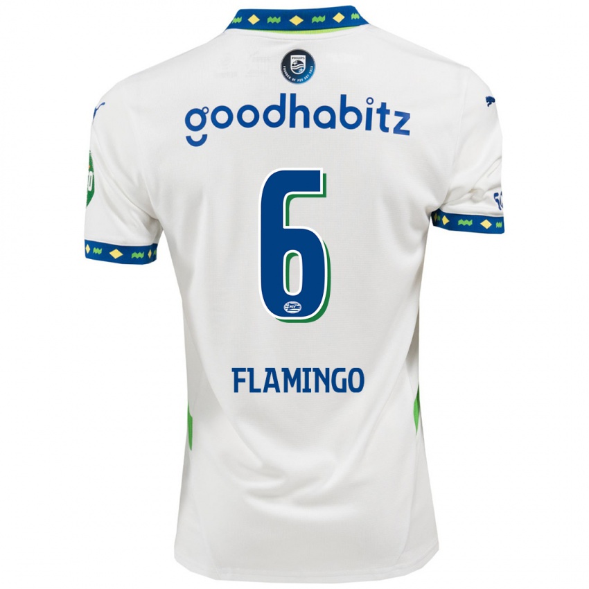 Hombre Camiseta Ryan Flamingo #6 Blanco Azul Oscuro Equipación Tercera 2024/25 La Camisa Chile