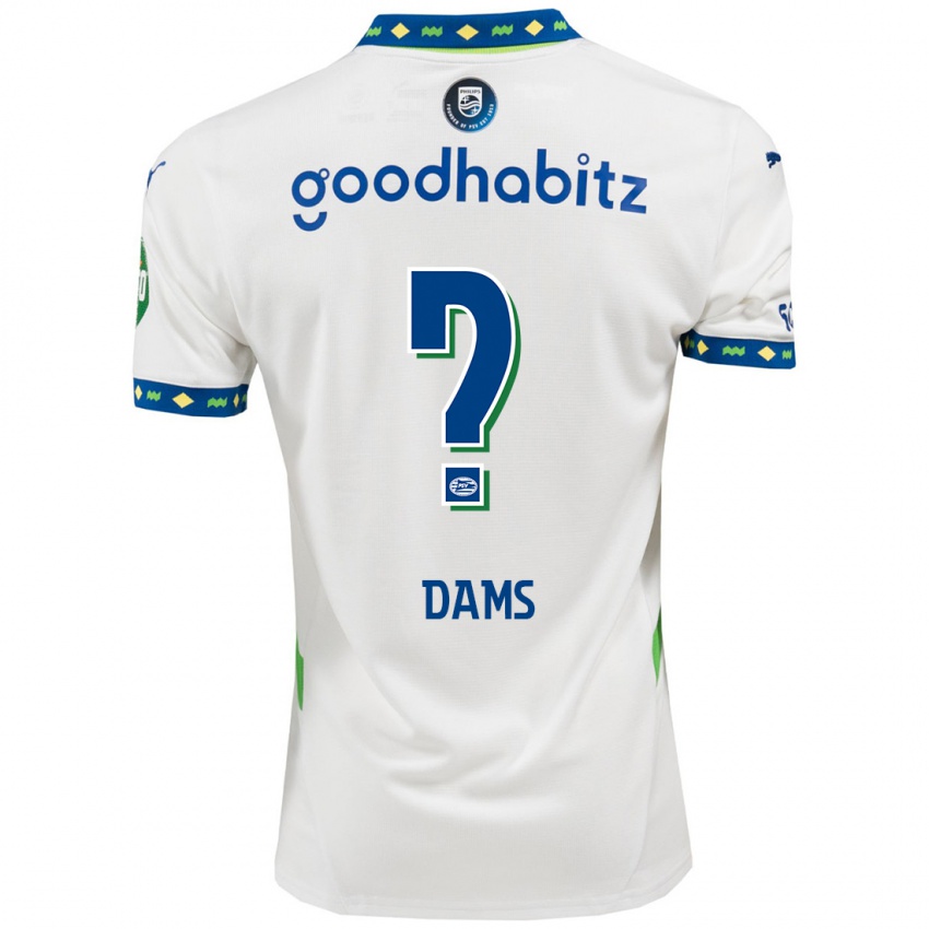 Hombre Camiseta Matteo Dams #0 Blanco Azul Oscuro Equipación Tercera 2024/25 La Camisa Chile