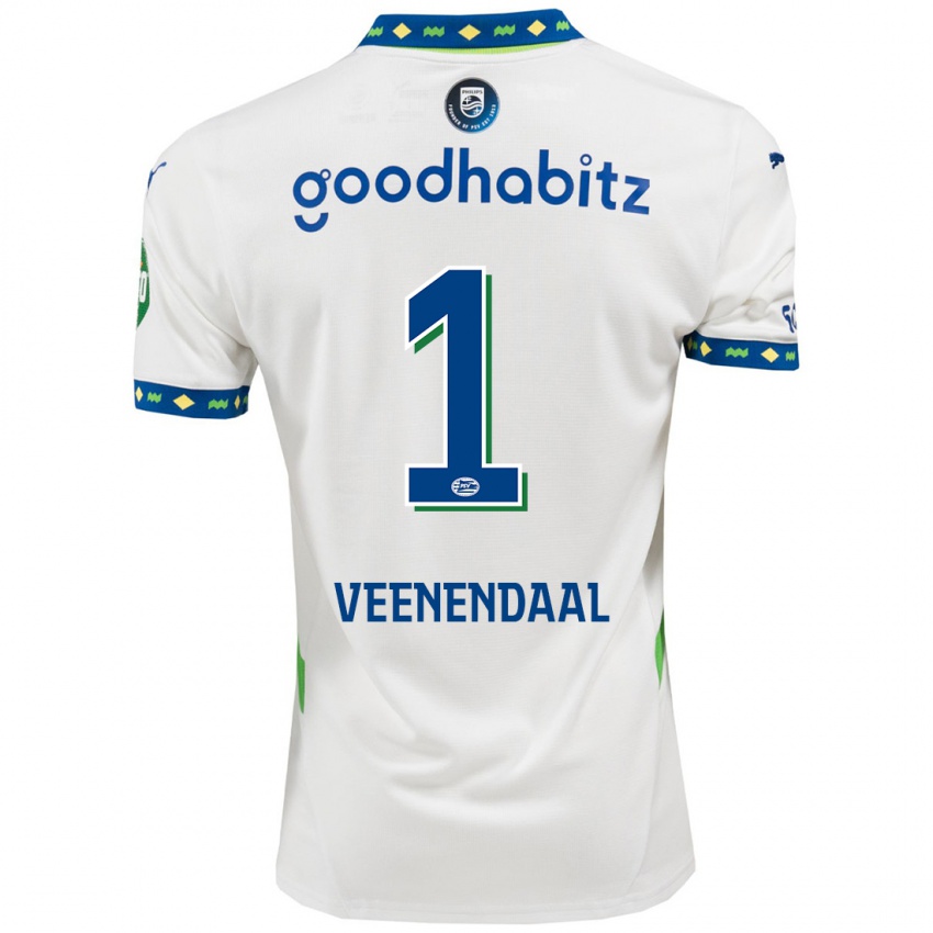 Hombre Camiseta Sari Van Veenendaal #1 Blanco Azul Oscuro Equipación Tercera 2024/25 La Camisa Chile