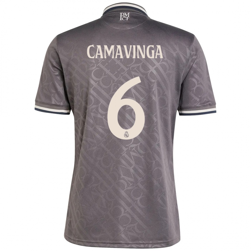 Hombre Camiseta Eduardo Camavinga #6 Carbón Equipación Tercera 2024/25 La Camisa Chile