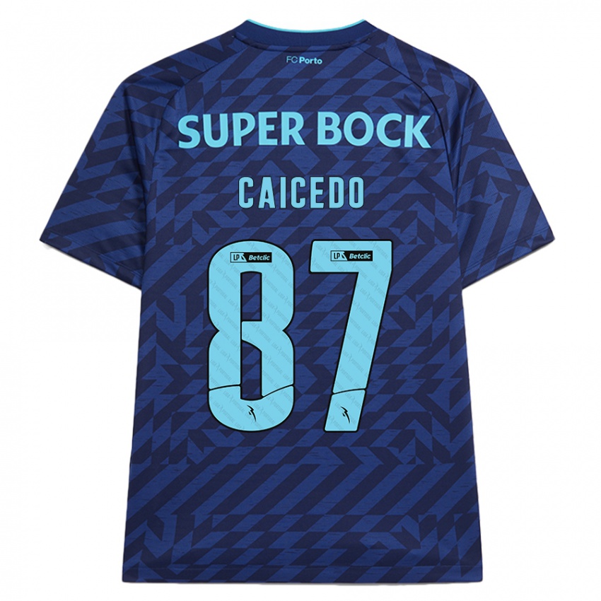 Hombre Camiseta Brayan Caicedo #87 Azul Marino Equipación Tercera 2024/25 La Camisa Chile