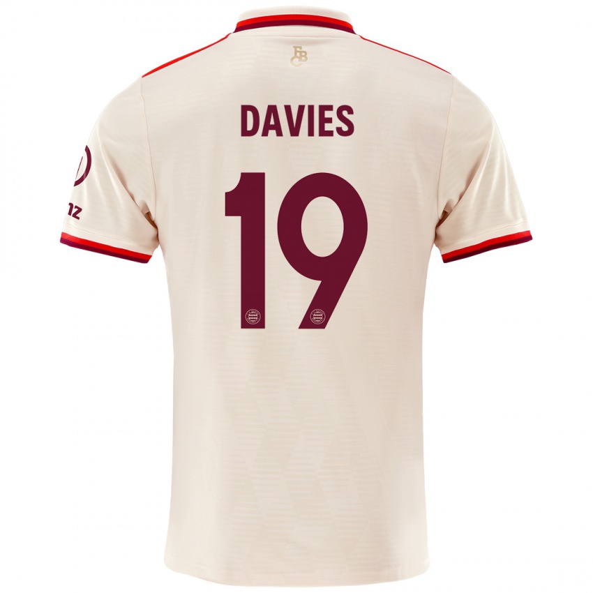 Hombre Camiseta Alphonso Davies #19 Lino Equipación Tercera 2024/25 La Camisa Chile