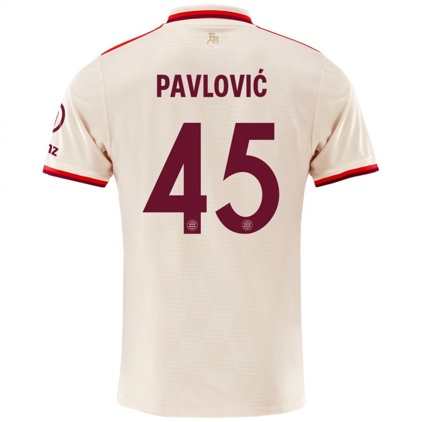 Hombre Camiseta Aleksandar Pavlovic #45 Lino Equipación Tercera 2024/25 La Camisa Chile