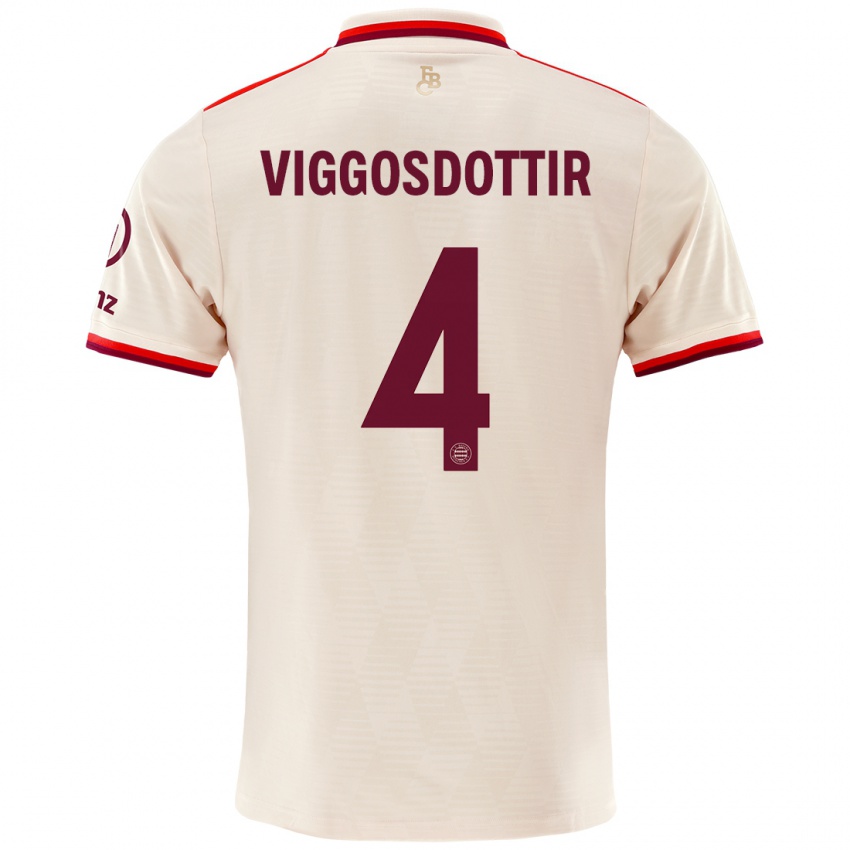 Hombre Camiseta Glódís Perla Viggósdóttir #4 Lino Equipación Tercera 2024/25 La Camisa Chile