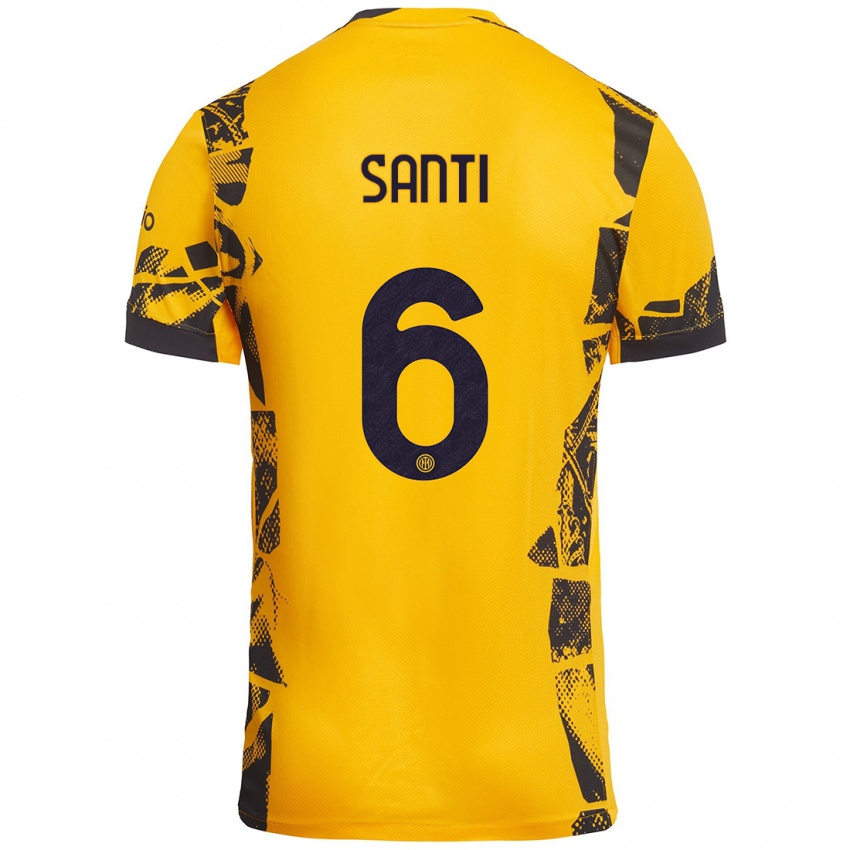 Hombre Camiseta Irene Santi #6 Dorado Negro Equipación Tercera 2024/25 La Camisa Chile