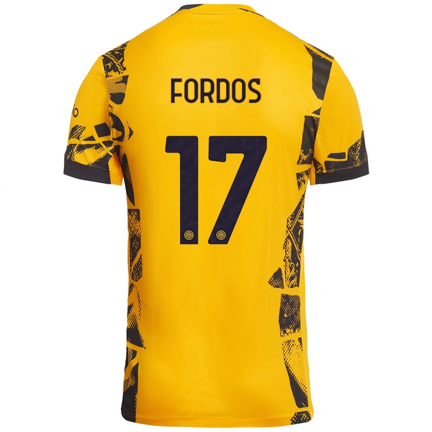 Hombre Camiseta Beatrix Fördős #17 Dorado Negro Equipación Tercera 2024/25 La Camisa Chile