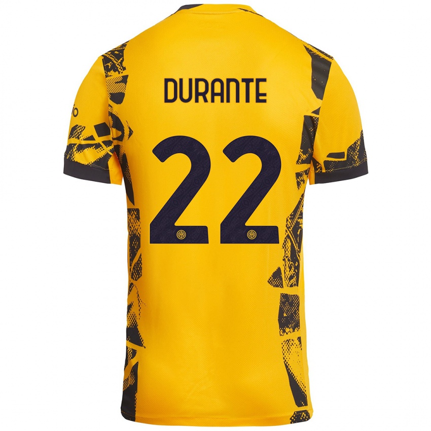 Hombre Camiseta Francesca Durante #22 Dorado Negro Equipación Tercera 2024/25 La Camisa Chile