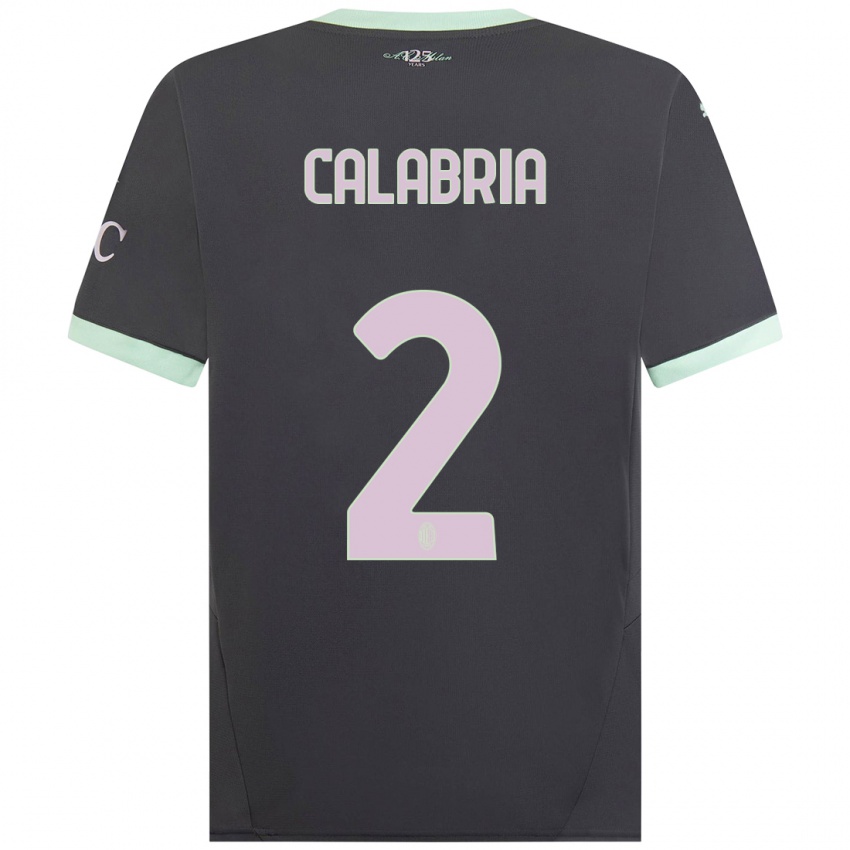 Hombre Camiseta Davide Calabria #2 Gris Equipación Tercera 2024/25 La Camisa Chile