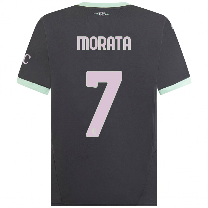 Hombre Camiseta Alvaro Morata #7 Gris Equipación Tercera 2024/25 La Camisa Chile