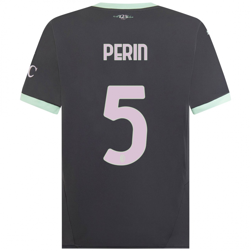 Hombre Camiseta Ernesto Perin #5 Gris Equipación Tercera 2024/25 La Camisa Chile