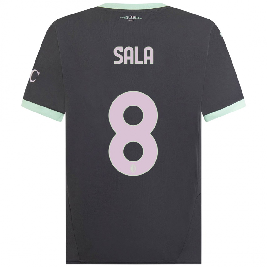 Hombre Camiseta Emanuele Sala #8 Gris Equipación Tercera 2024/25 La Camisa Chile