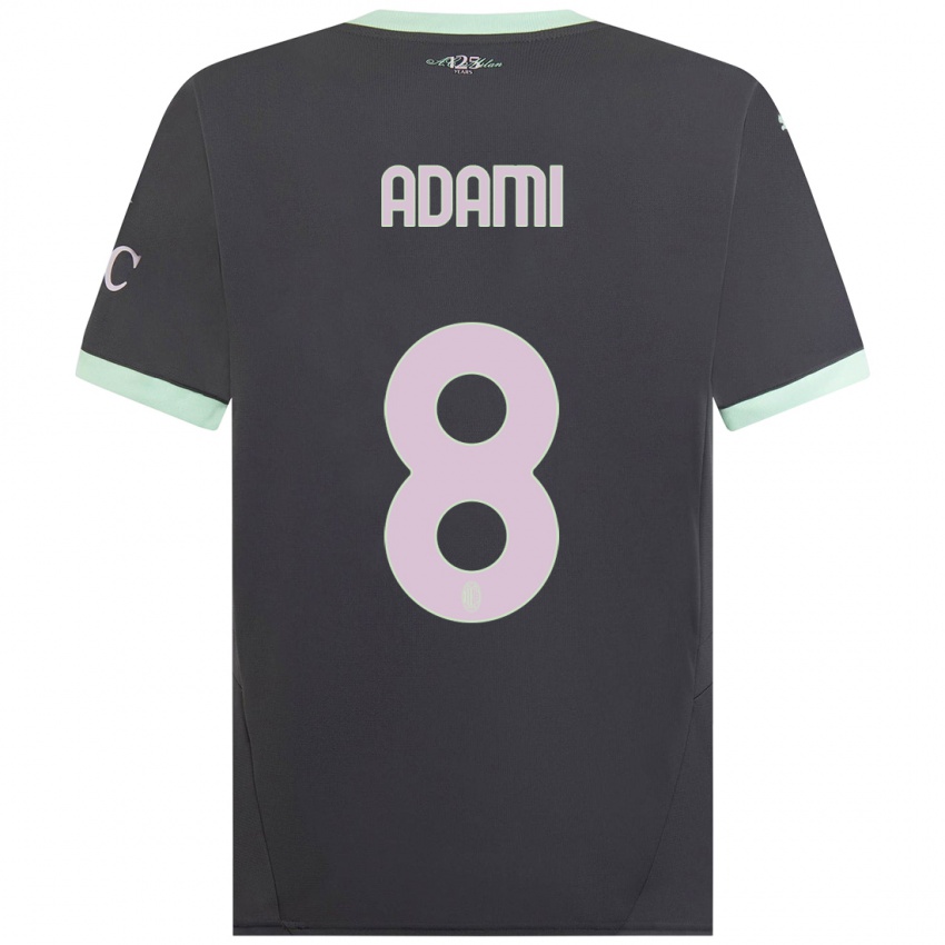 Hombre Camiseta Greta Adami #8 Gris Equipación Tercera 2024/25 La Camisa Chile