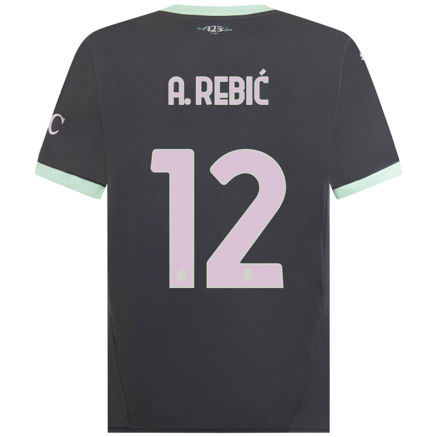 Hombre Camiseta Ante Rebic #12 Gris Equipación Tercera 2024/25 La Camisa Chile