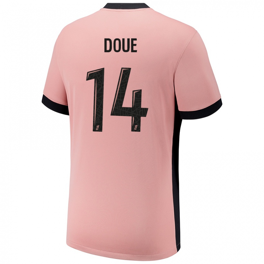 Hombre Camiseta Désiré Doué #14 Rosa Óxido Equipación Tercera 2024/25 La Camisa Chile