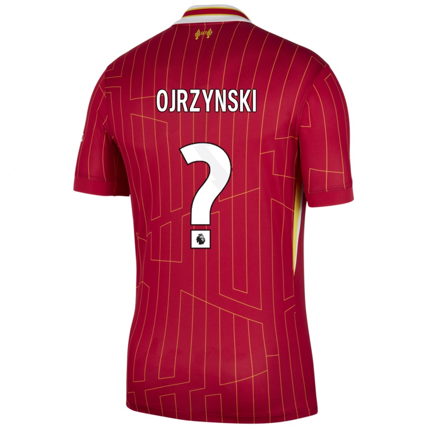 Mujer Camiseta Jakub Ojrzynski #0 Rojo Amarillo Blanco 1ª Equipación 2024/25 La Camisa Chile