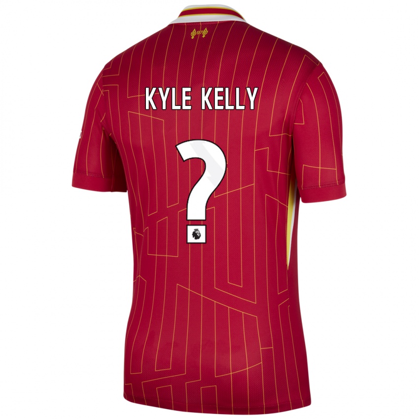 Mujer Camiseta Kyle Kelly #0 Rojo Amarillo Blanco 1ª Equipación 2024/25 La Camisa Chile