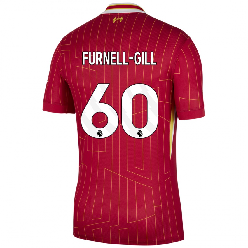 Mujer Camiseta Luca Furnell-Gill #60 Rojo Amarillo Blanco 1ª Equipación 2024/25 La Camisa Chile