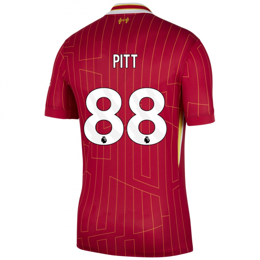 Mujer Camiseta Lucas Pitt #88 Rojo Amarillo Blanco 1ª Equipación 2024/25 La Camisa Chile