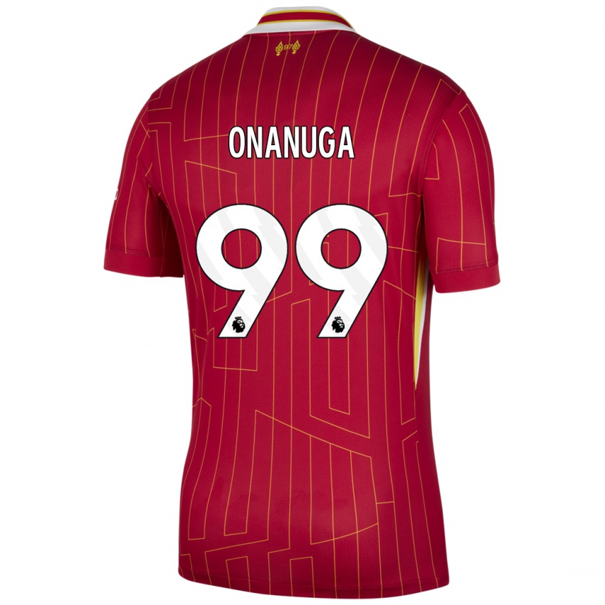 Mujer Camiseta Fola Onanuga #99 Rojo Amarillo Blanco 1ª Equipación 2024/25 La Camisa Chile