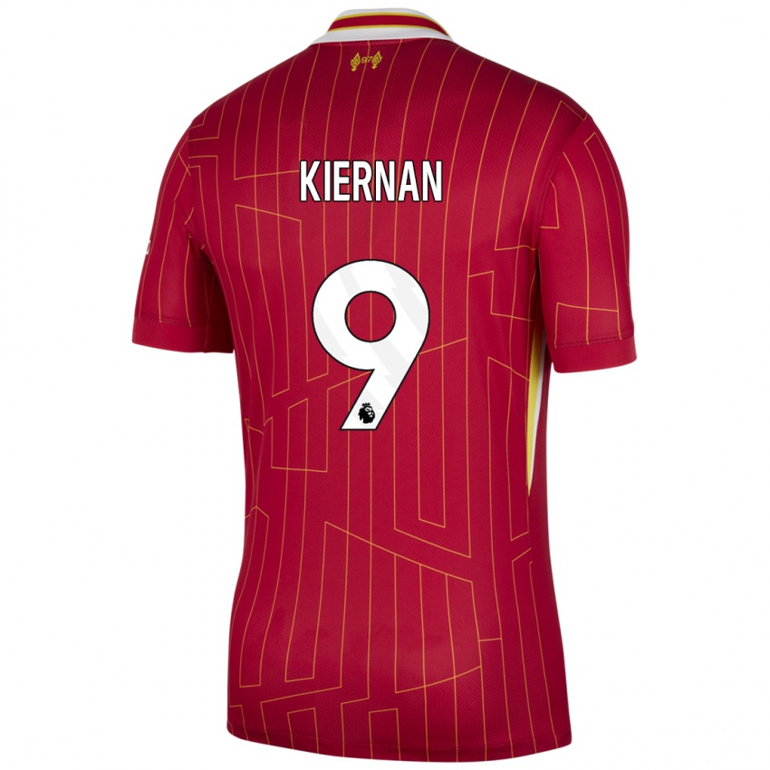 Mujer Camiseta Leanne Kiernan #9 Rojo Amarillo Blanco 1ª Equipación 2024/25 La Camisa Chile