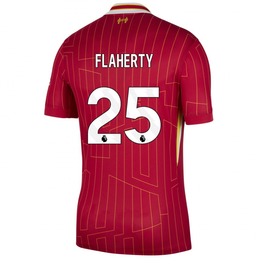 Mujer Camiseta Gilly Flaherty #25 Rojo Amarillo Blanco 1ª Equipación 2024/25 La Camisa Chile