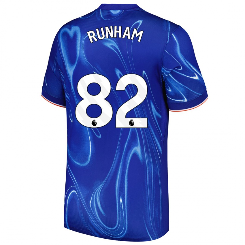 Mujer Camiseta Frankie Runham #82 Azul Blanco 1ª Equipación 2024/25 La Camisa Chile