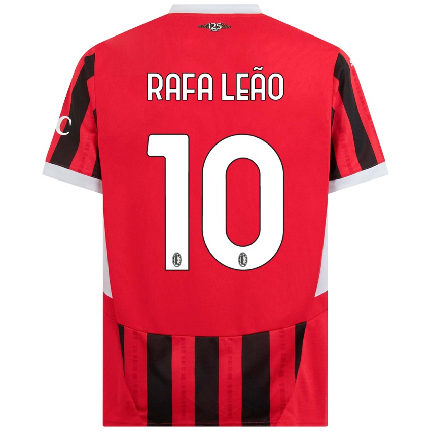 Mujer Camiseta Rafael Leao #10 Rojo Negro 1ª Equipación 2024/25 La Camisa Chile