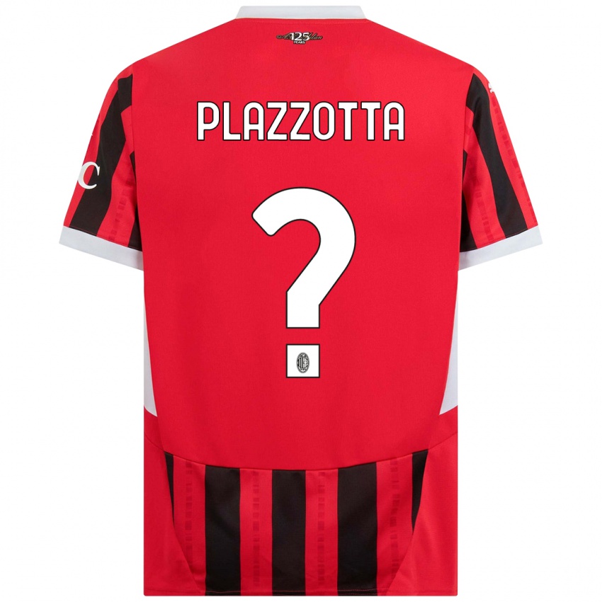 Mujer Camiseta Filippo Plazzotta #0 Rojo Negro 1ª Equipación 2024/25 La Camisa Chile