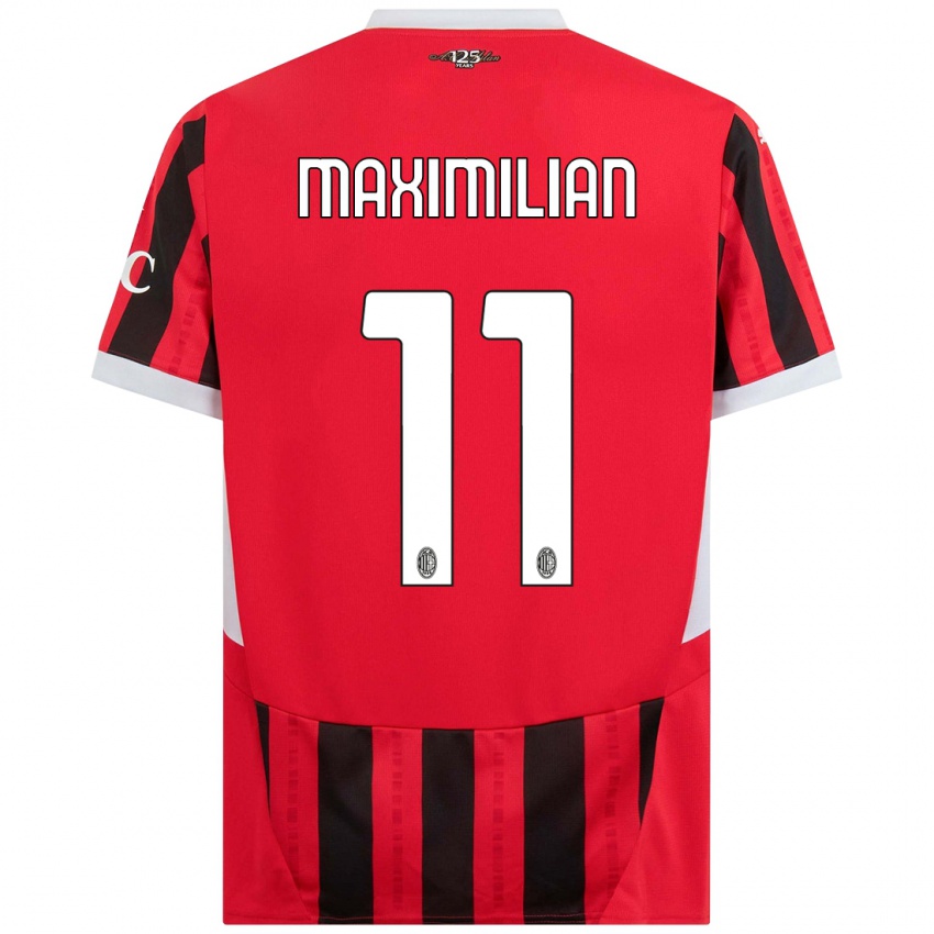 Mujer Camiseta Maximilian Ibrahimović #11 Rojo Negro 1ª Equipación 2024/25 La Camisa Chile