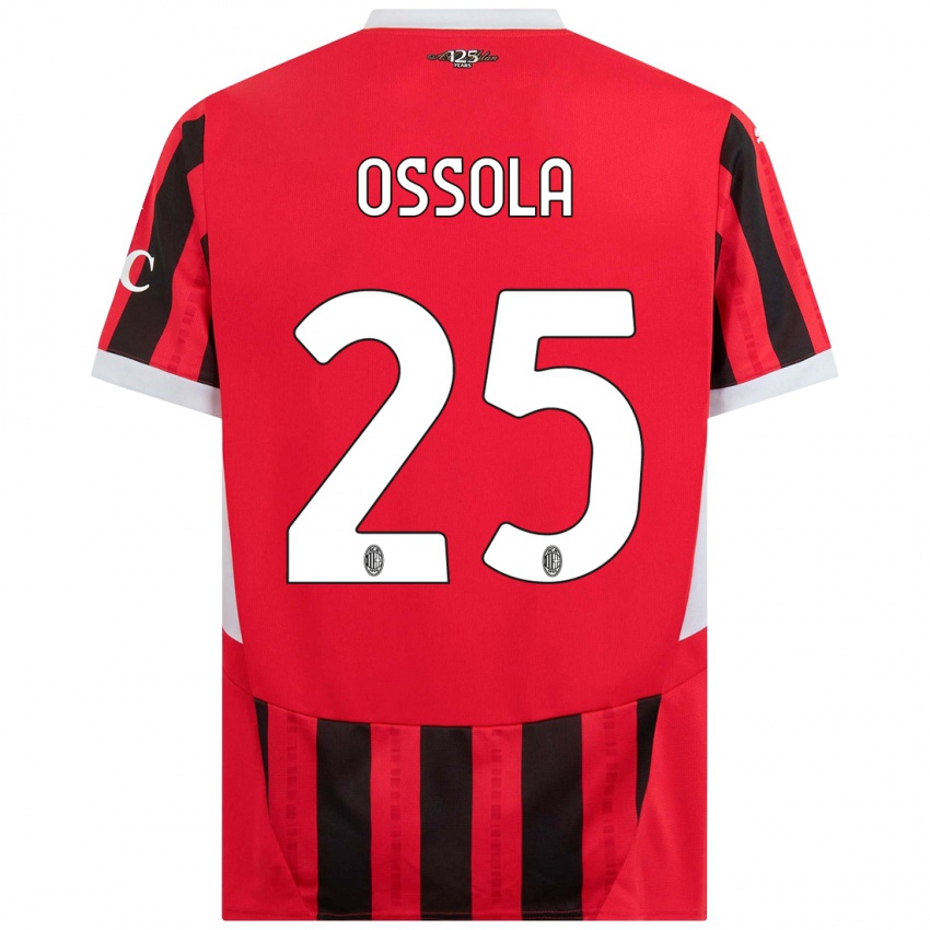 Mujer Camiseta Lorenzo Ossola #25 Rojo Negro 1ª Equipación 2024/25 La Camisa Chile