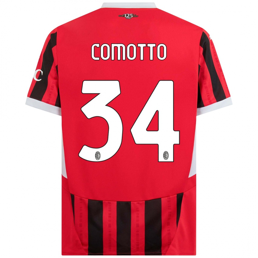 Mujer Camiseta Christian Comotto #34 Rojo Negro 1ª Equipación 2024/25 La Camisa Chile