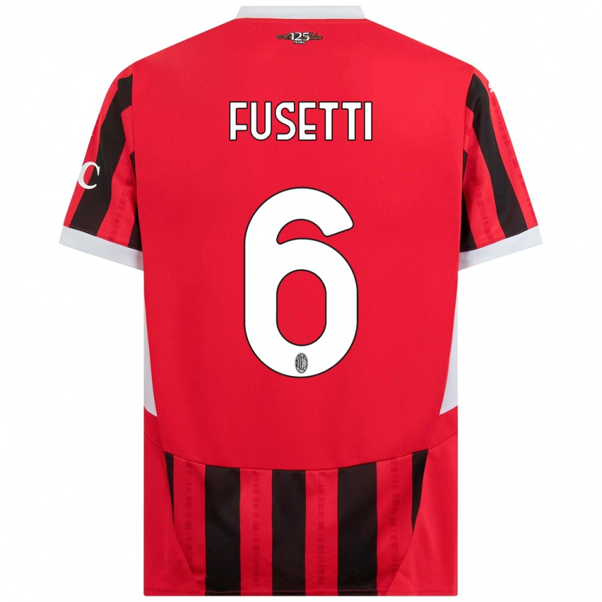 Mujer Camiseta Laura Fusetti #6 Rojo Negro 1ª Equipación 2024/25 La Camisa Chile