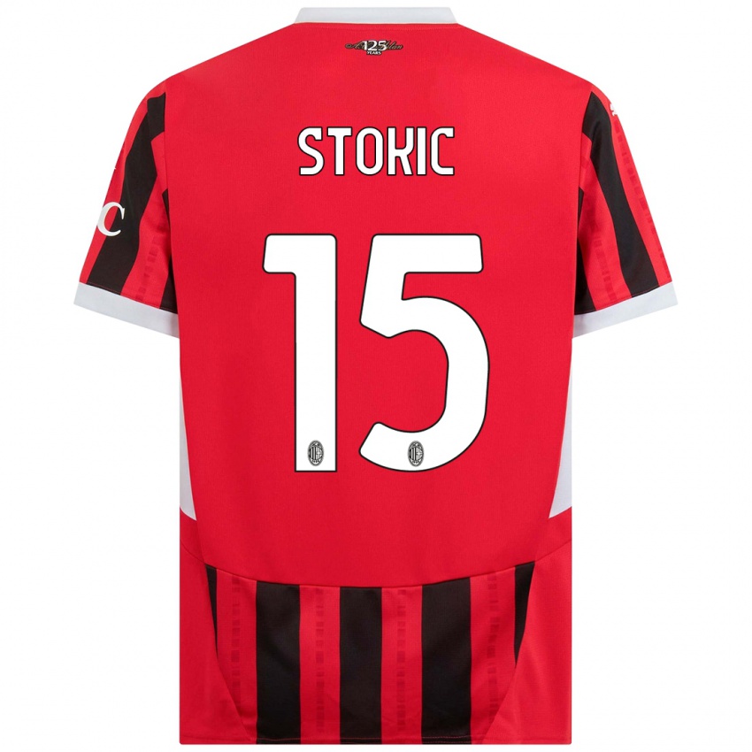 Mujer Camiseta Sara Stokić #15 Rojo Negro 1ª Equipación 2024/25 La Camisa Chile