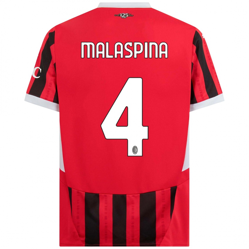 Mujer Camiseta Mattia Malaspina #4 Rojo Negro 1ª Equipación 2024/25 La Camisa Chile