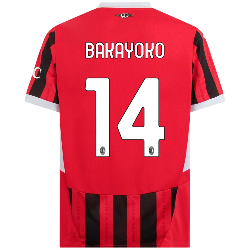 Mujer Camiseta Tiemoue Bakayoko #14 Rojo Negro 1ª Equipación 2024/25 La Camisa Chile