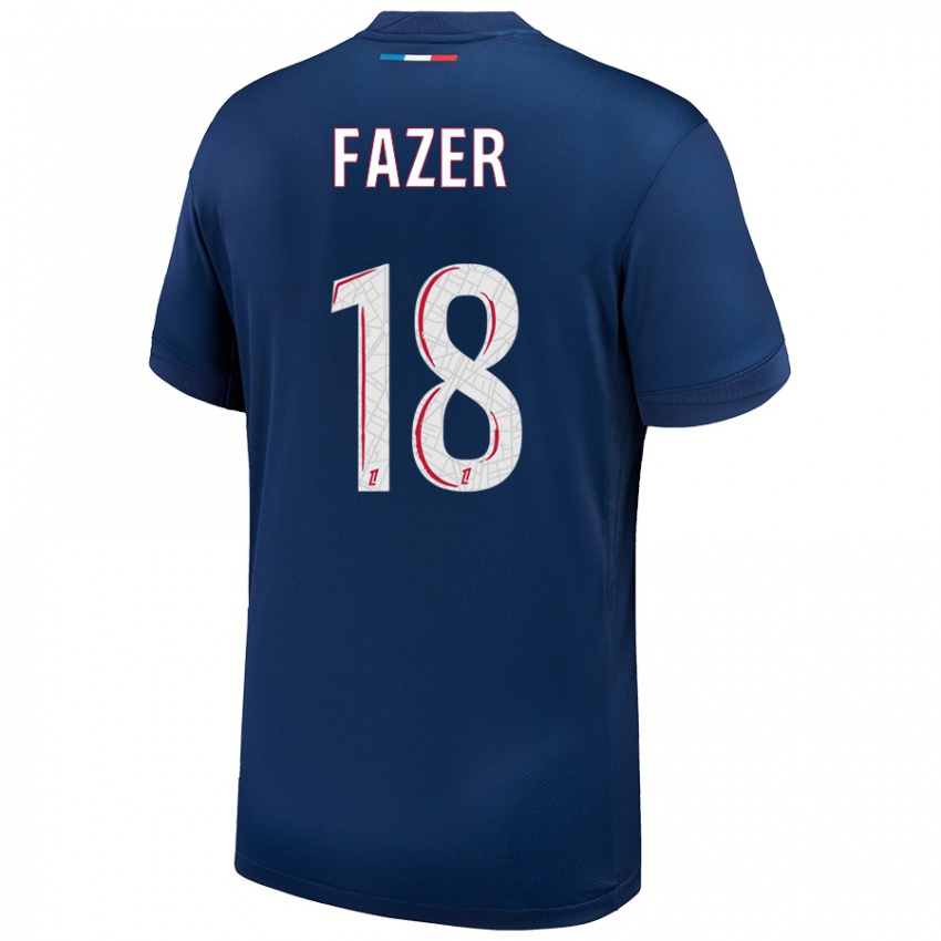 Mujer Camiseta Laurina Fazer #18 Azul Marino Blanco 1ª Equipación 2024/25 La Camisa Chile