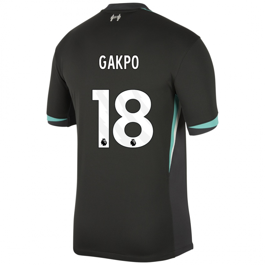 Mujer Camiseta Cody Gakpo #18 Negro Antracita Blanco 2ª Equipación 2024/25 La Camisa Chile